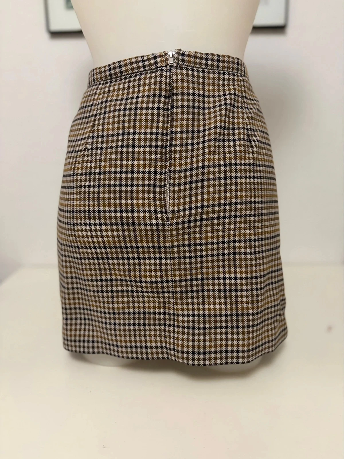 🌸 Jupe droite a cuadros H&M – Talla 40 – Estilo Prince-de-Galles marron, negro y crudo – photo 5